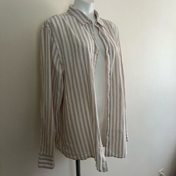 H&M Slim Fit Linen Blend Stripe Button Down - Picture 4 of 8